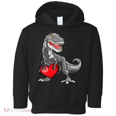 Boy Valentines Day Trex Dinosaur I Steal Hearts Toddler Hoodie