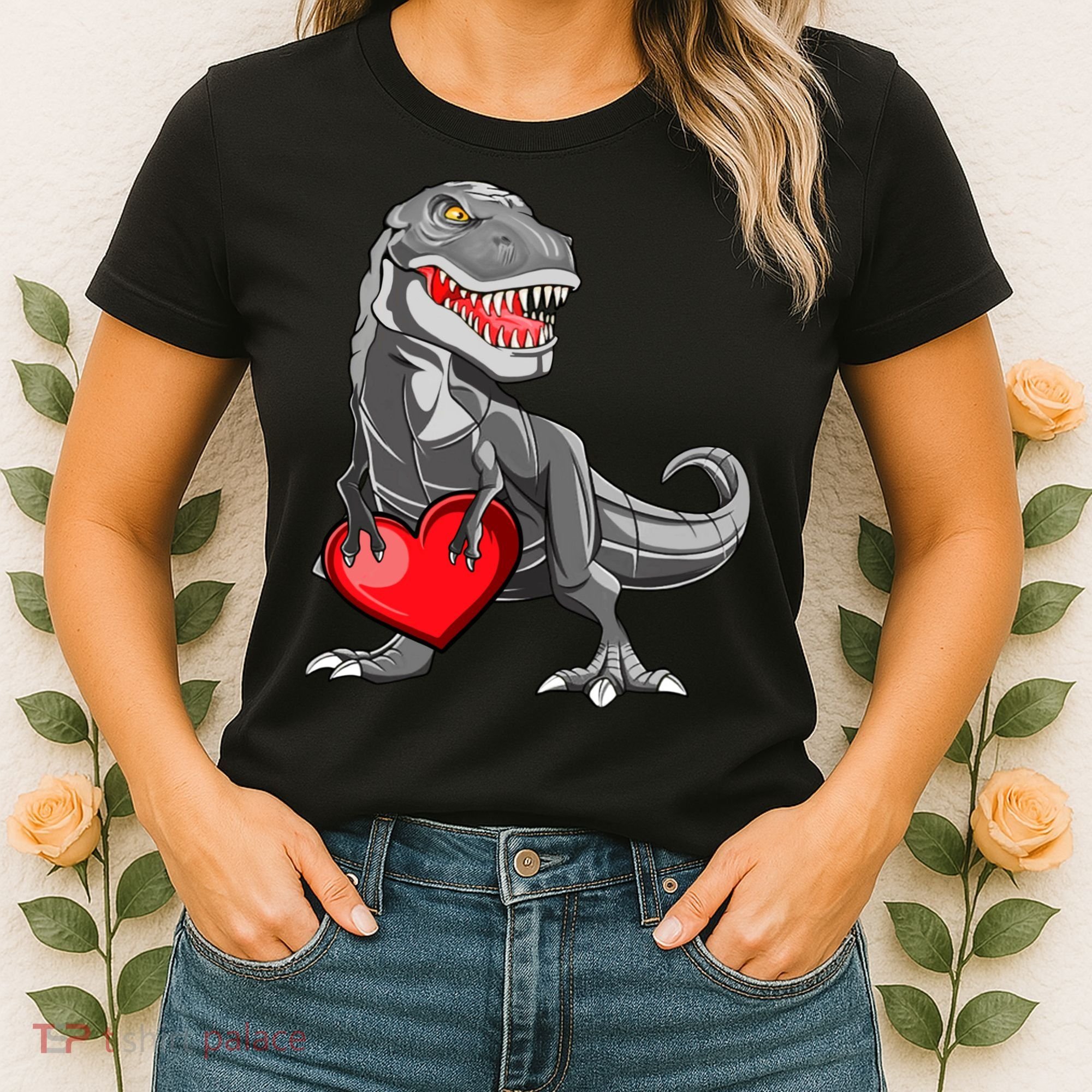 Boy Valentines Day Trex Dinosaur I Steal Hearts Women's T-Shirt