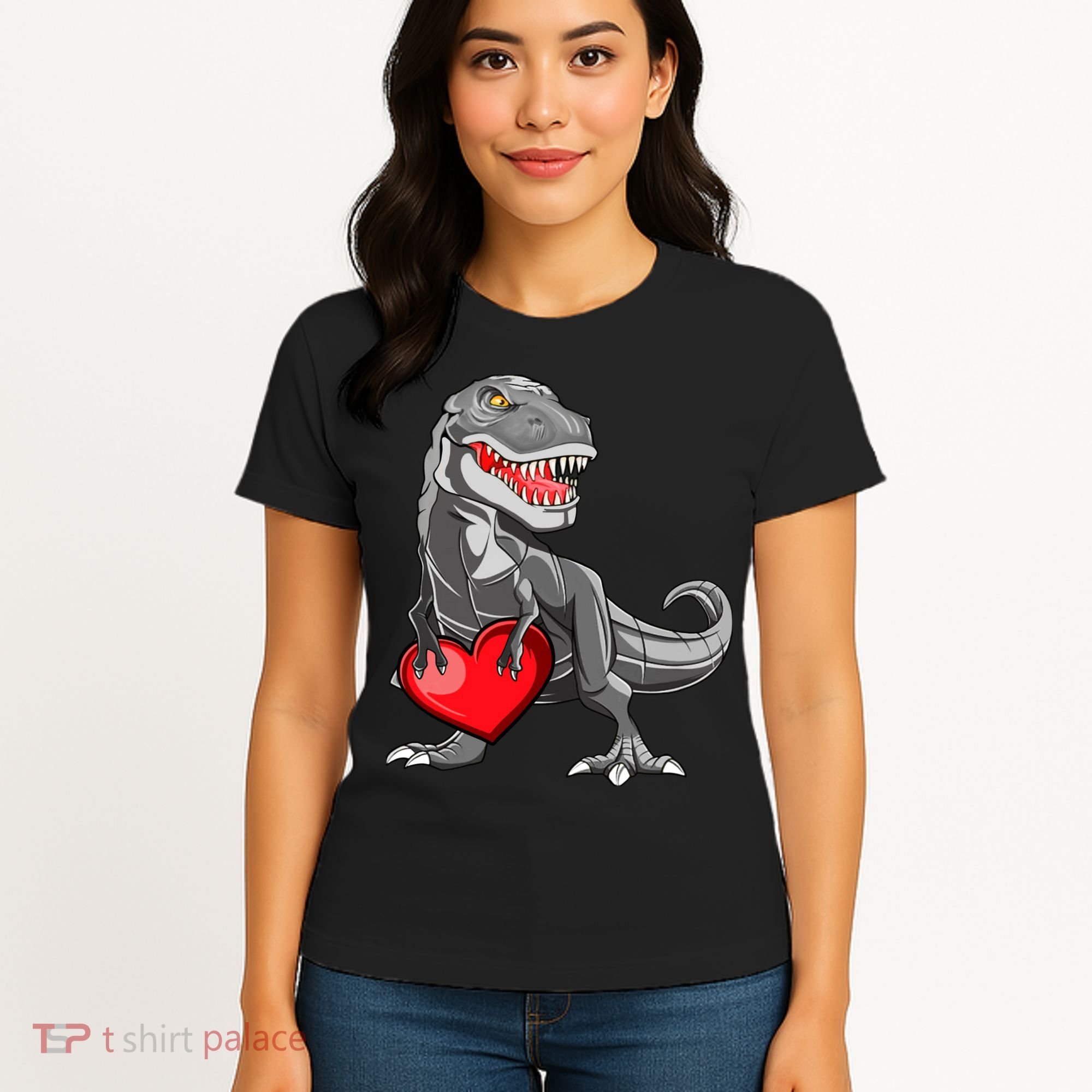 Boy Valentines Day Trex Dinosaur I Steal Hearts Women's T-Shirt