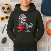 Boy Valentines Day Trex Dinosaur I Steal Hearts Kids Hoodie thumb 2