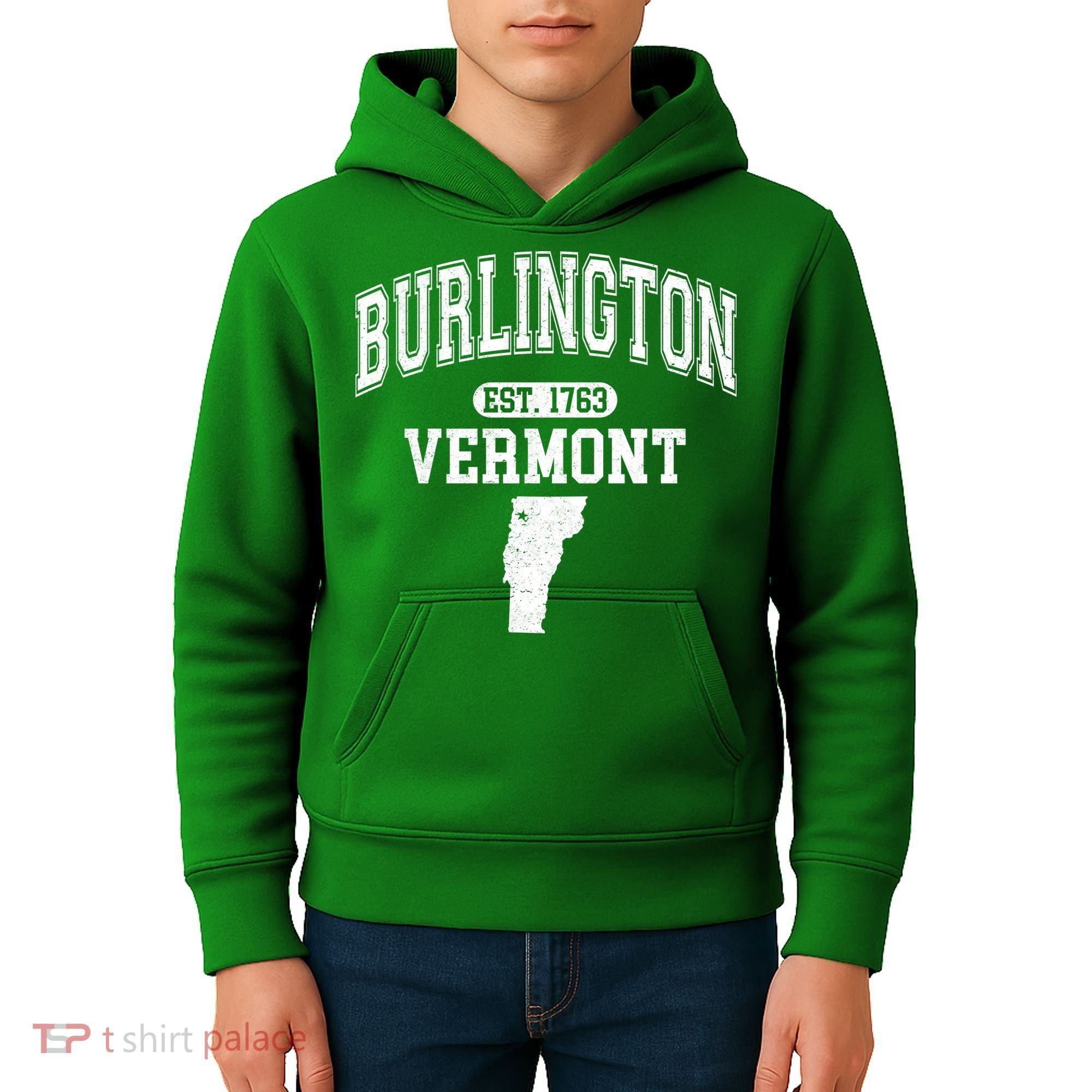 Burlington Vermont Est. 1763 Varsity Kids Hoodie