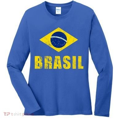Brasil Vintage Flag Sport Women's Long Sleeve Shirt