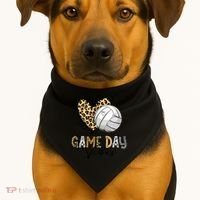 Bleached Volleyball Game Day Vibes Volleyball Mom Leopard USA-Made Doggie Bandana thumb 1