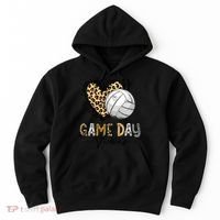 Bleached Volleyball Game Day Vibes Volleyball Mom Leopard Hoodie thumb 0