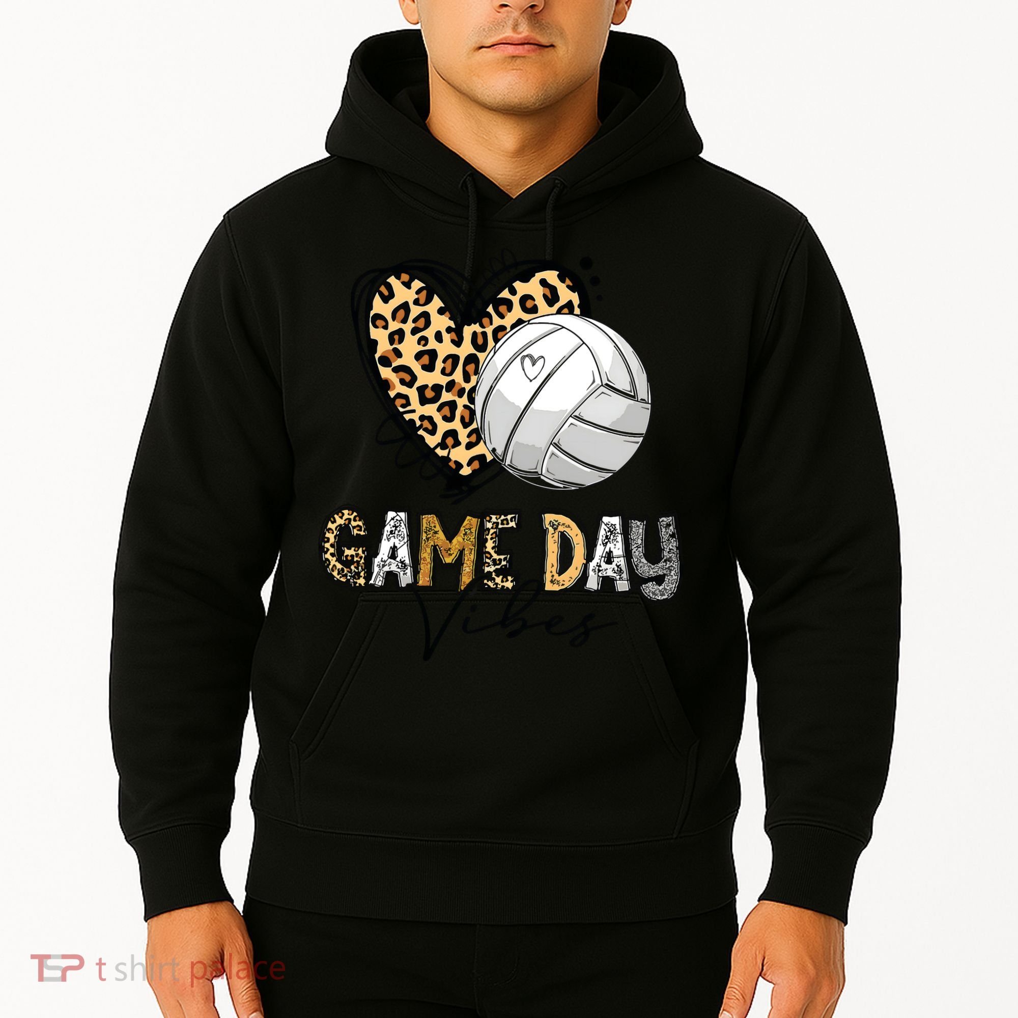 Bleached Volleyball Game Day Vibes Volleyball Mom Leopard Hoodie
