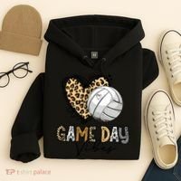 Bleached Volleyball Game Day Vibes Volleyball Mom Leopard Hoodie thumb 4