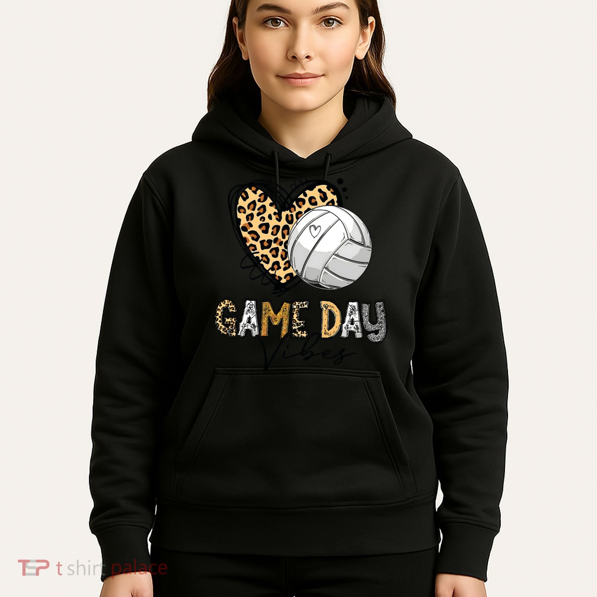 Bleached Volleyball Game Day Vibes Volleyball Mom Leopard Hoodie
