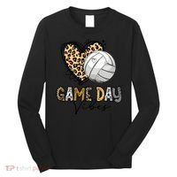 Bleached Volleyball Game Day Vibes Volleyball Mom Leopard Long Sleeve Shirt thumb 0