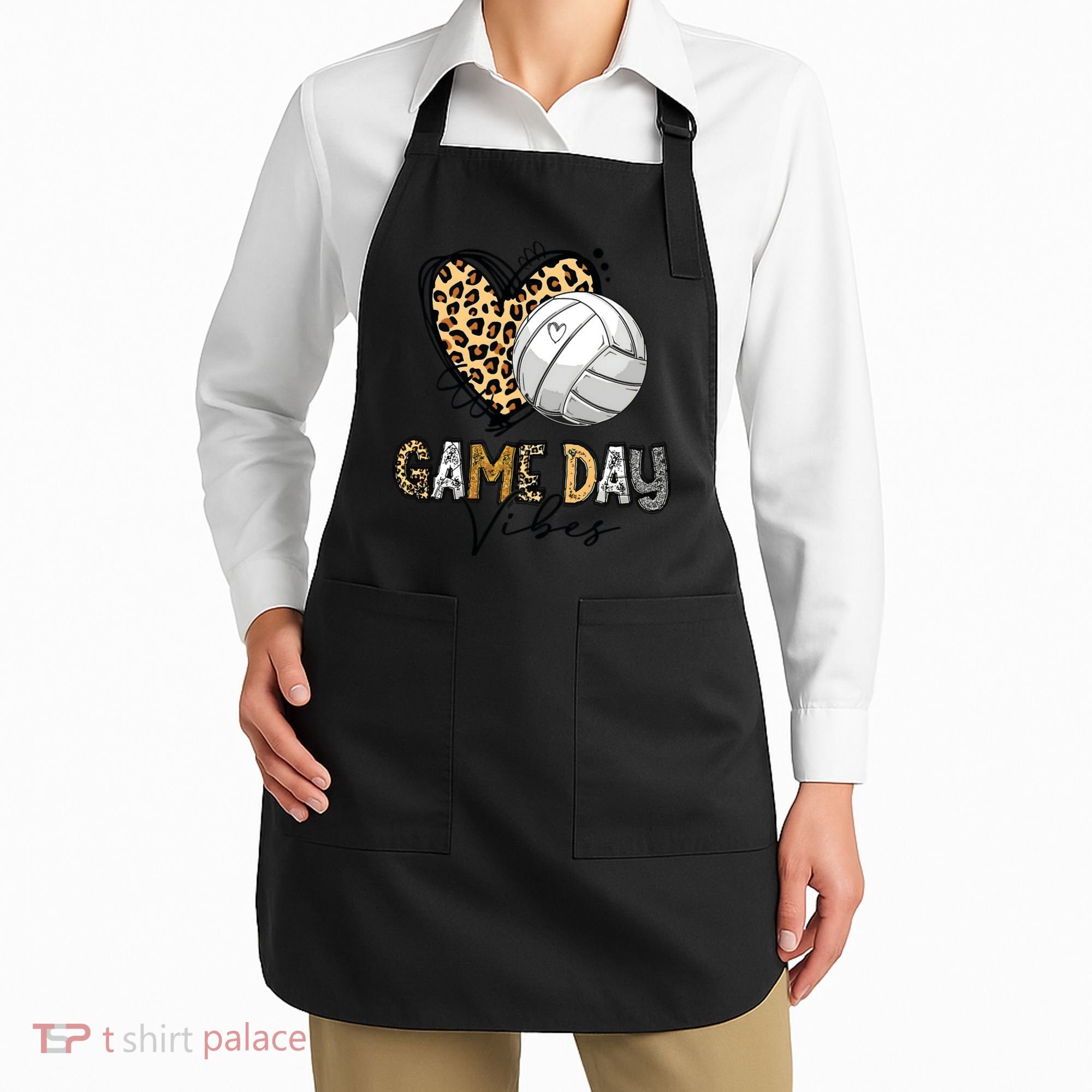 Bleached Volleyball Game Day Vibes Volleyball Mom Leopard Apron