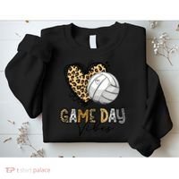 Bleached Volleyball Game Day Vibes Volleyball Mom Leopard Sweatshirt thumb 2