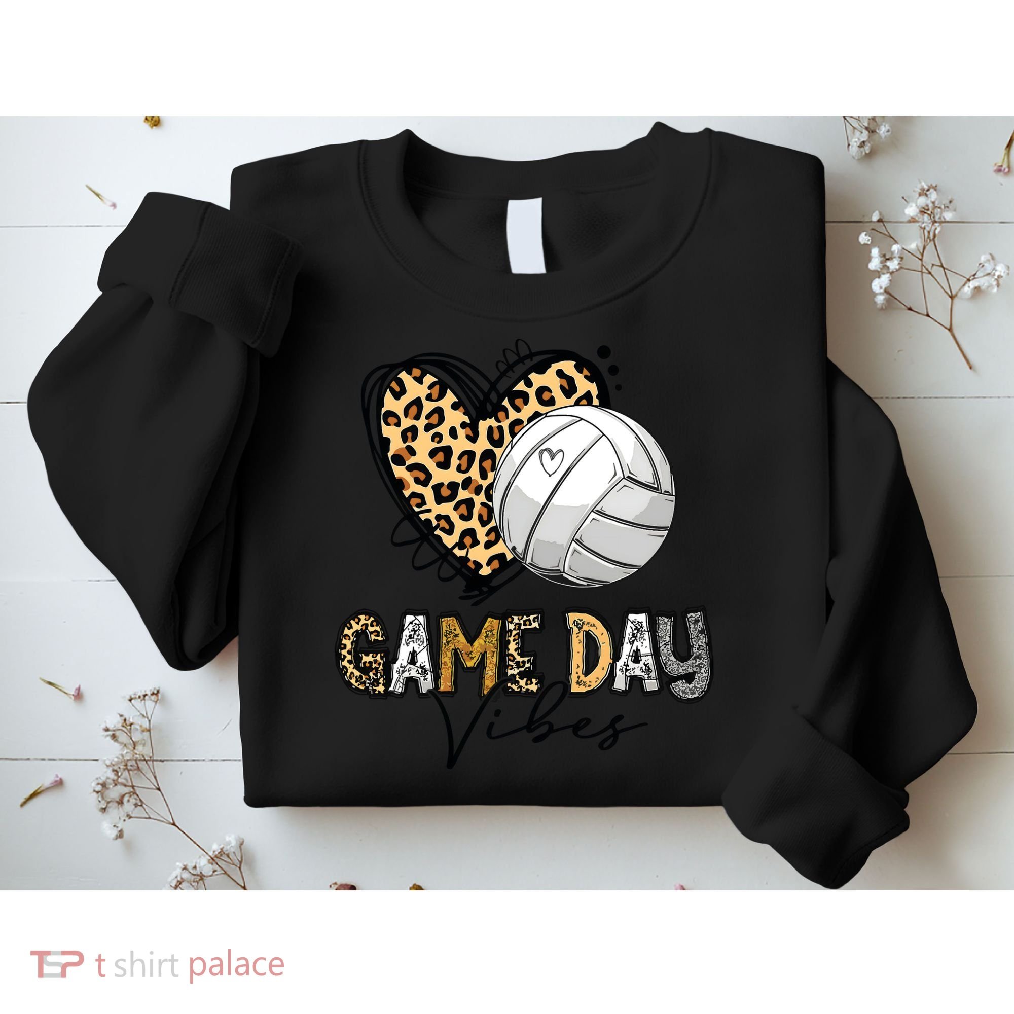 Bleached Volleyball Game Day Vibes Volleyball Mom Leopard Sweatshirt