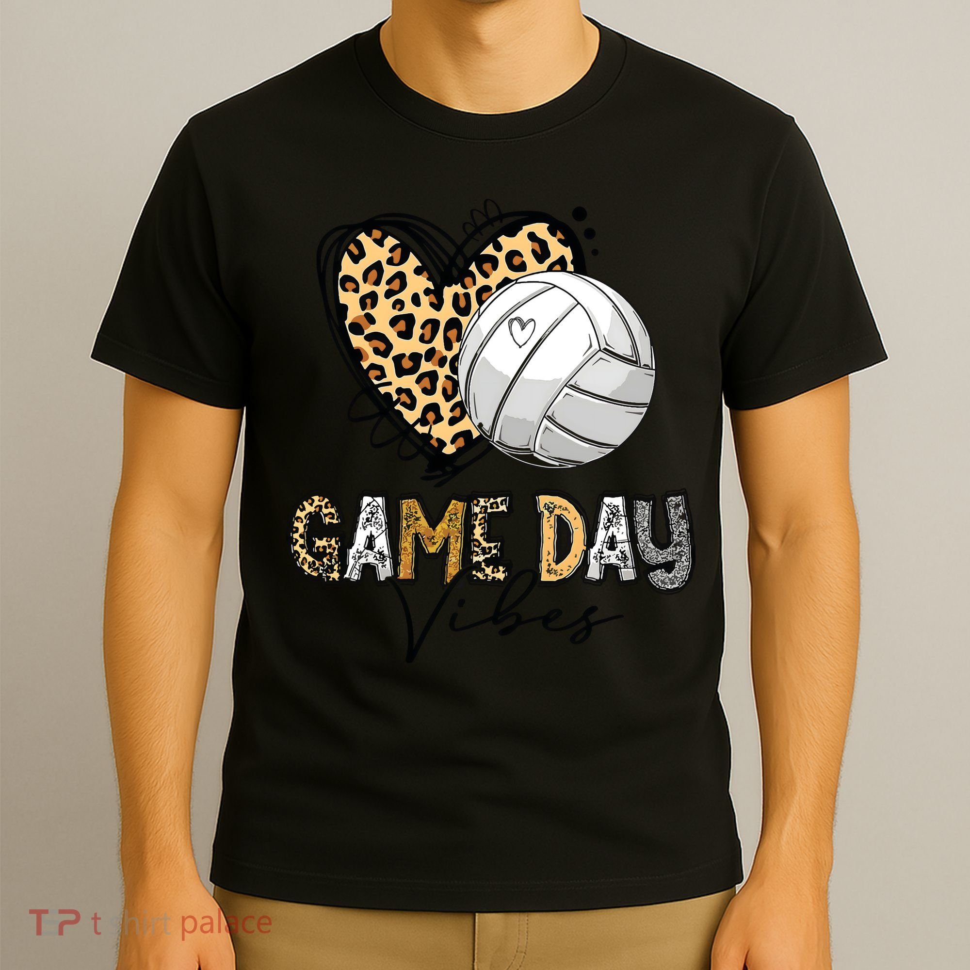 Bleached Volleyball Game Day Vibes Volleyball Mom Leopard T-Shirt
