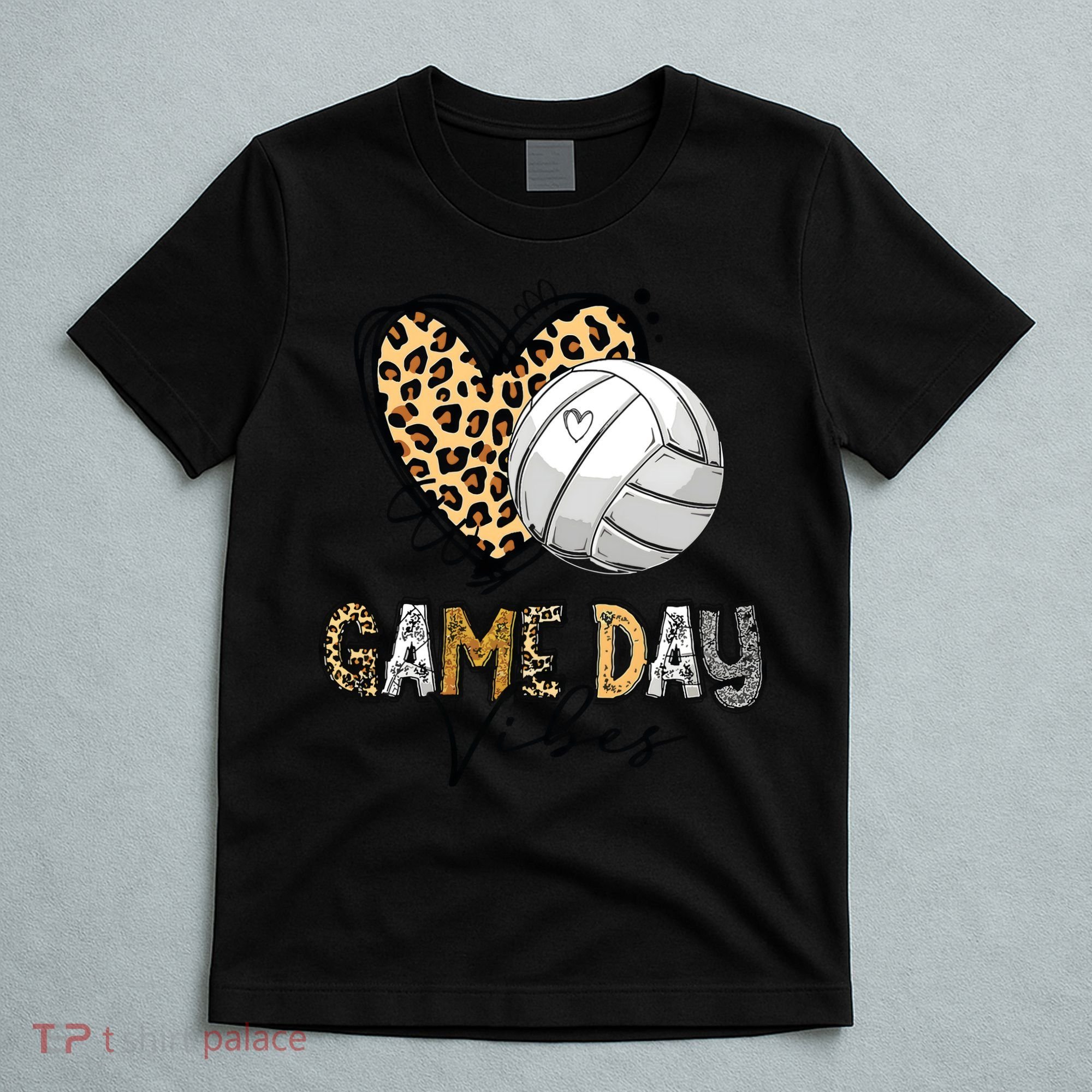 Bleached Volleyball Game Day Vibes Volleyball Mom Leopard T-Shirt