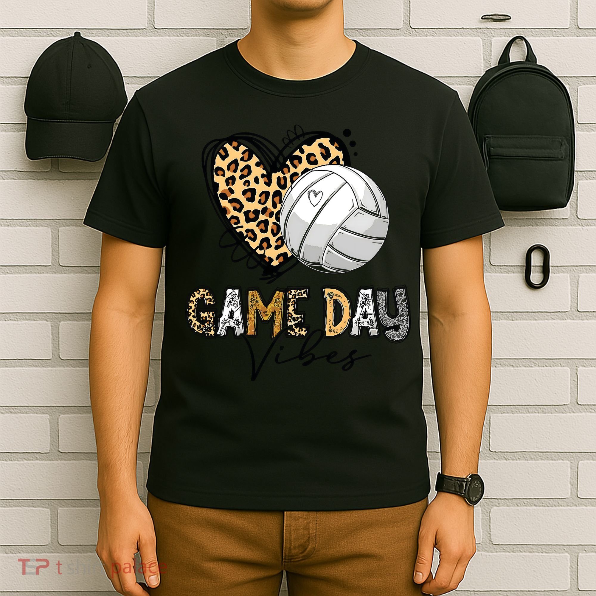 Bleached Volleyball Game Day Vibes Volleyball Mom Leopard T-Shirt