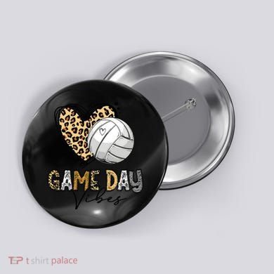 Bleached Volleyball Game Day Vibes Volleyball Mom Leopard Button