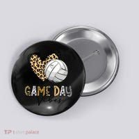 Bleached Volleyball Game Day Vibes Volleyball Mom Leopard Button thumb 0