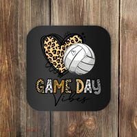 Bleached Volleyball Game Day Vibes Volleyball Mom Leopard Coaster thumb 0