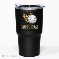 Bleached Volleyball Game Day Vibes Volleyball Mom Leopard Tumbler thumb 0