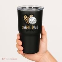 Bleached Volleyball Game Day Vibes Volleyball Mom Leopard Tumbler thumb 2