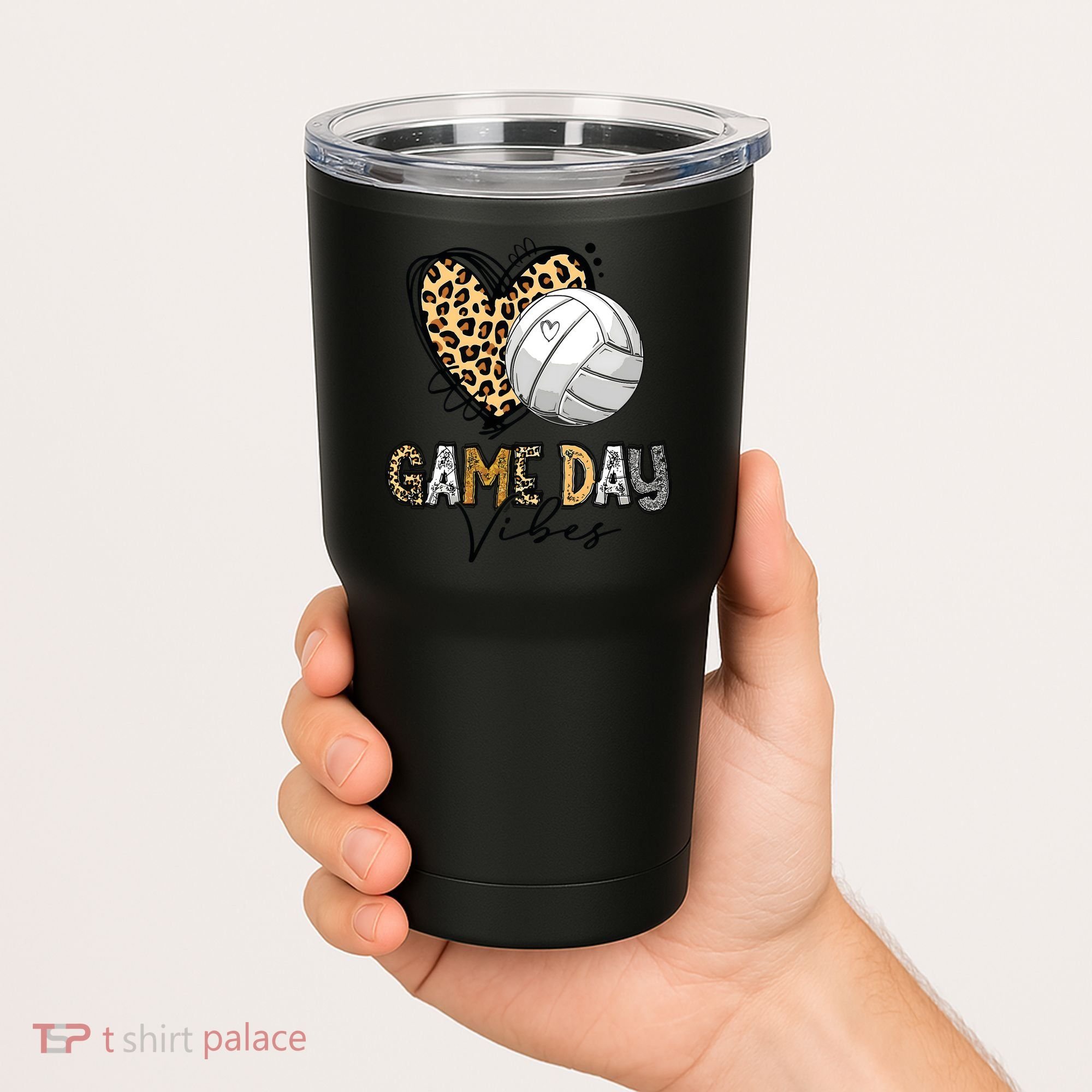 Bleached Volleyball Game Day Vibes Volleyball Mom Leopard Tumbler