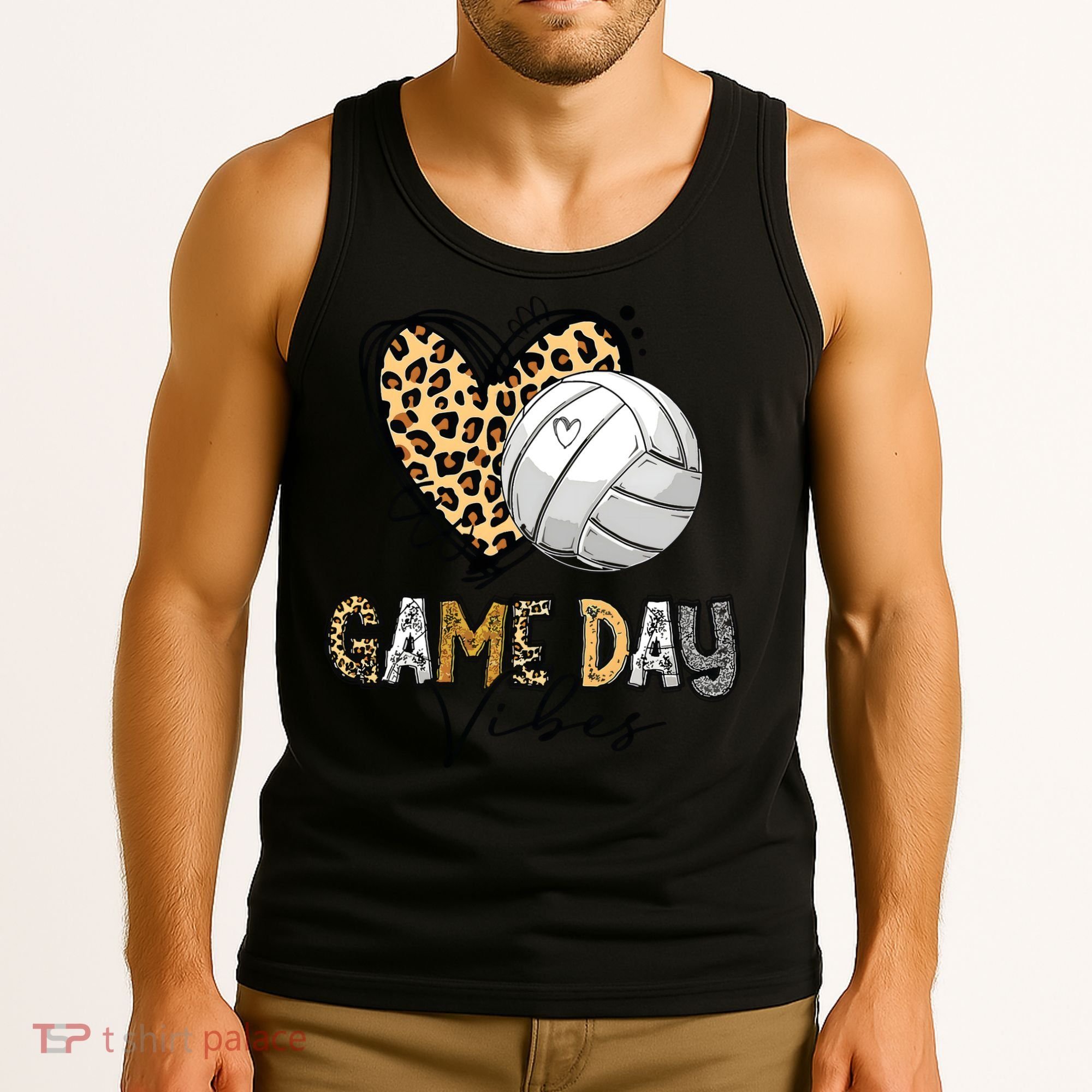 Bleached Volleyball Game Day Vibes Volleyball Mom Leopard Tank Top