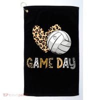 Bleached Volleyball Game Day Vibes Volleyball Mom Leopard Golf Towel thumb 0