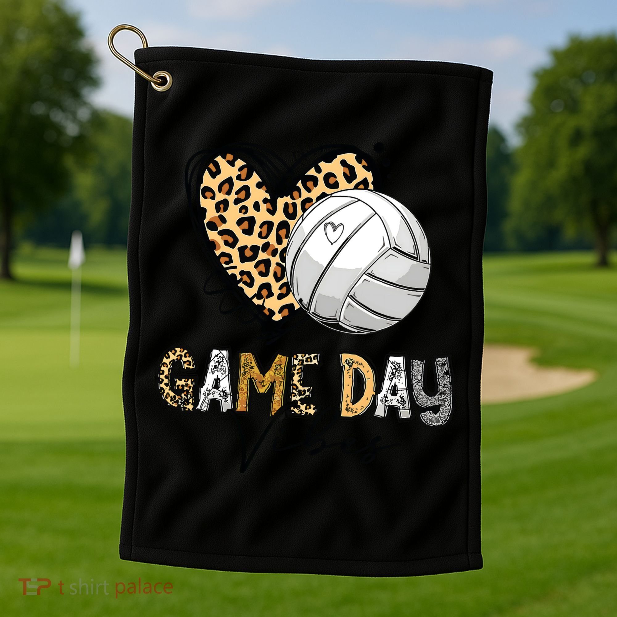 Bleached Volleyball Game Day Vibes Volleyball Mom Leopard Golf Towel