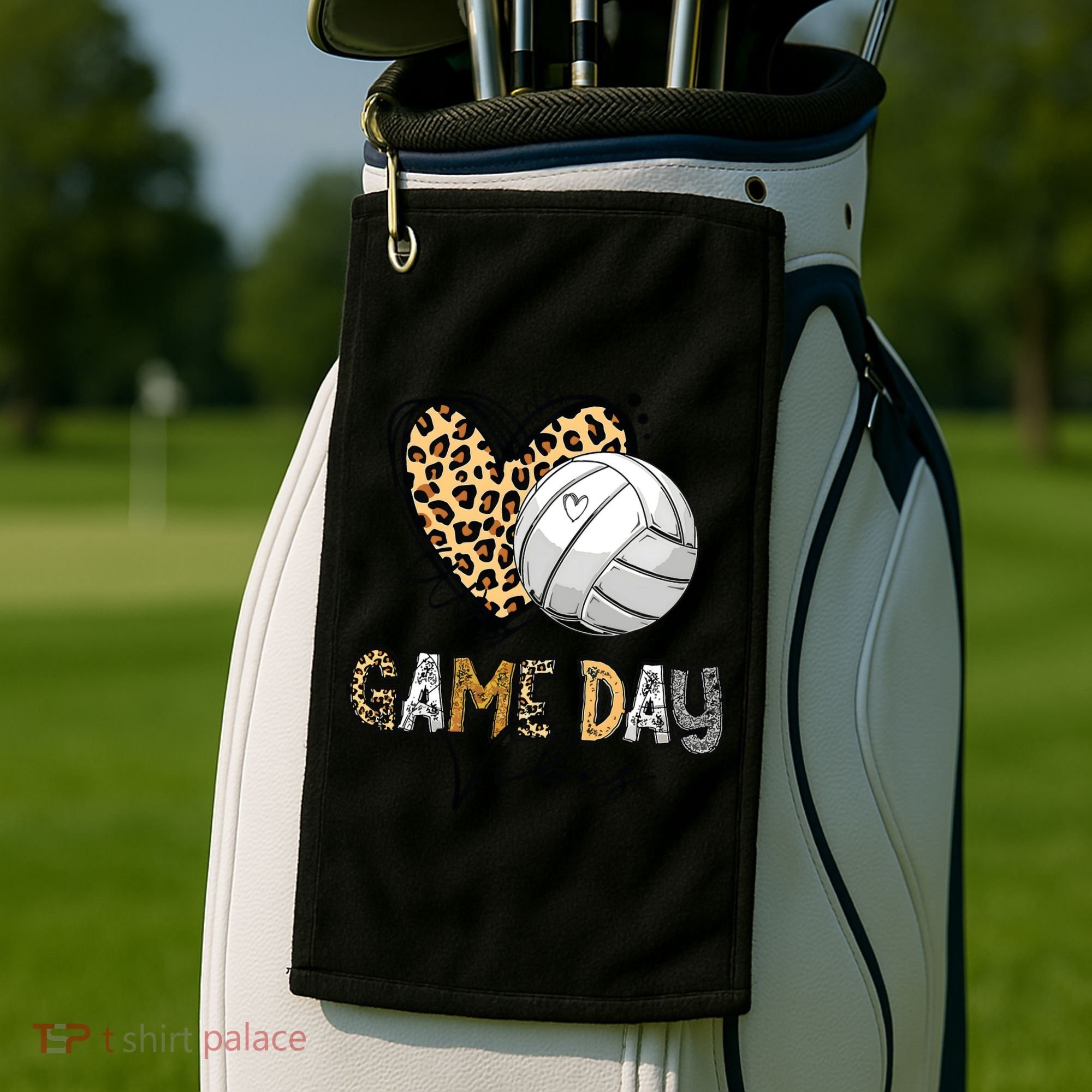 Bleached Volleyball Game Day Vibes Volleyball Mom Leopard Golf Towel