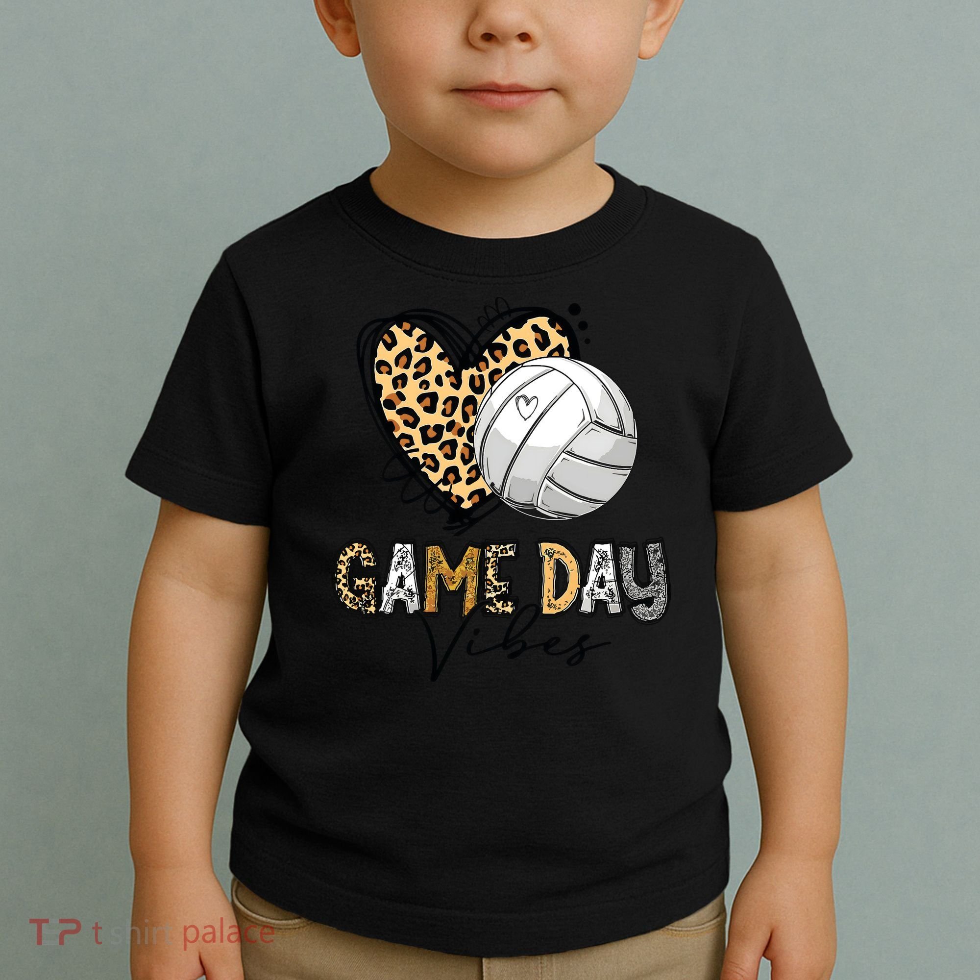 Bleached Volleyball Game Day Vibes Volleyball Mom Leopard Toddler T-Shirt