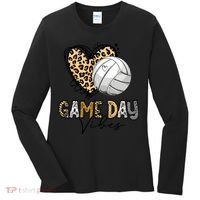 Bleached Volleyball Game Day Vibes Volleyball Mom Leopard Women's Long Sleeve Shirt thumb 0