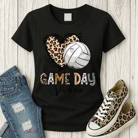 Bleached Volleyball Game Day Vibes Volleyball Mom Leopard Women's T-Shirt thumb 3