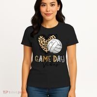 Bleached Volleyball Game Day Vibes Volleyball Mom Leopard Women's T-Shirt thumb 4