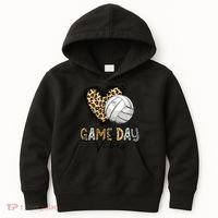 Bleached Volleyball Game Day Vibes Volleyball Mom Leopard Kids Hoodie thumb 0