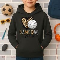 Bleached Volleyball Game Day Vibes Volleyball Mom Leopard Kids Hoodie thumb 2