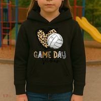 Bleached Volleyball Game Day Vibes Volleyball Mom Leopard Kids Hoodie thumb 3