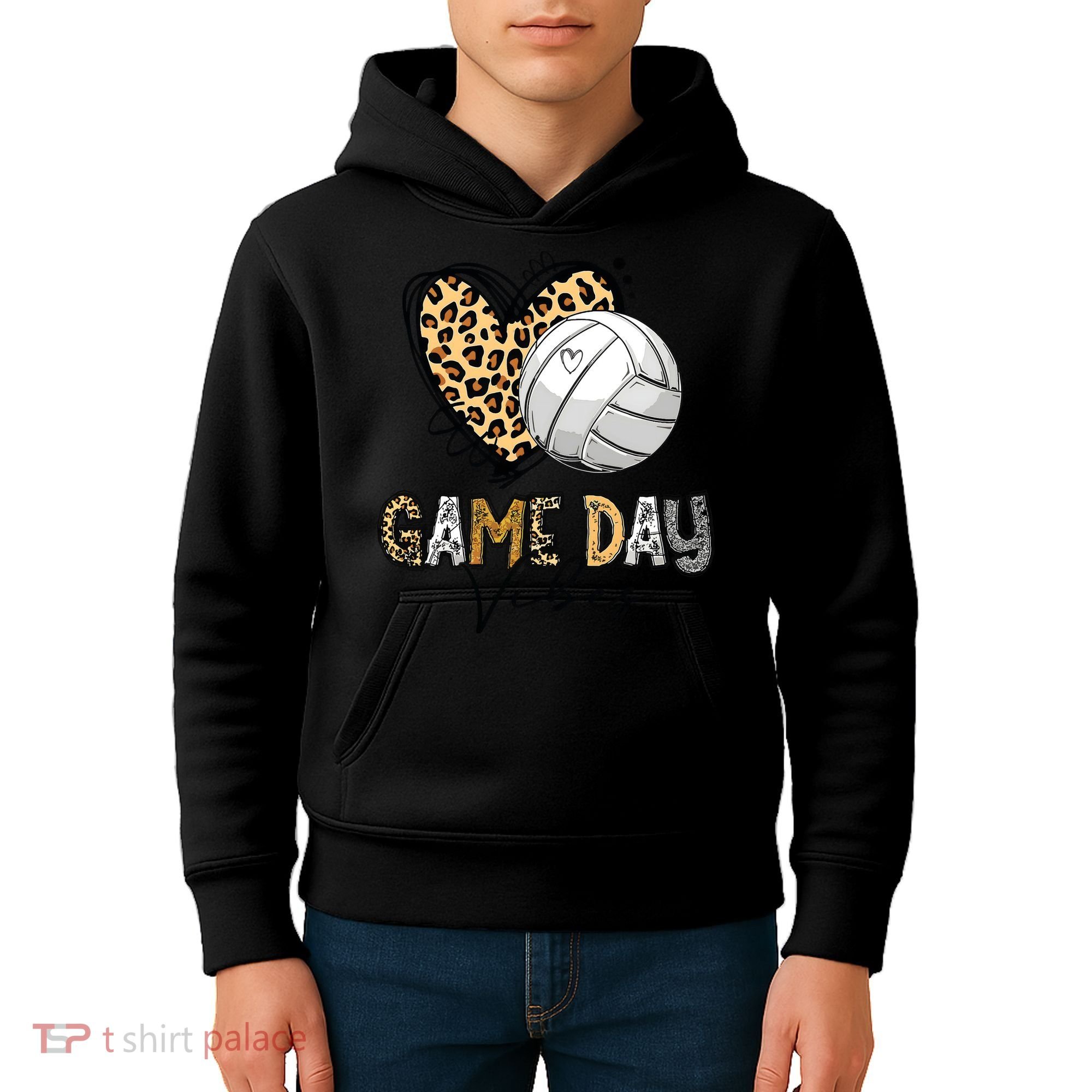 Bleached Volleyball Game Day Vibes Volleyball Mom Leopard Kids Hoodie