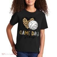 Bleached Volleyball Game Day Vibes Volleyball Mom Leopard Kids T-Shirt thumb 2