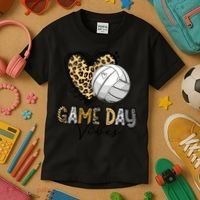Bleached Volleyball Game Day Vibes Volleyball Mom Leopard Kids T-Shirt thumb 3