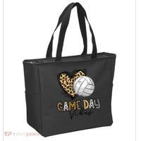 Bleached Volleyball Game Day Vibes Volleyball Mom Leopard Tote Bag thumb 2