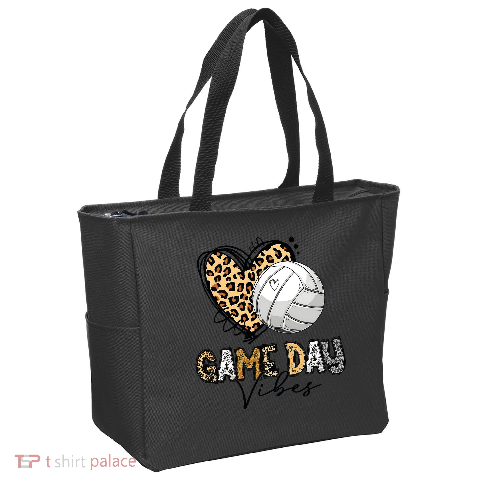 Bleached Volleyball Game Day Vibes Volleyball Mom Leopard Tote Bag