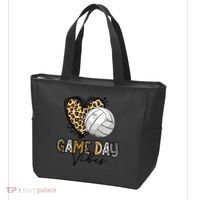 Bleached Volleyball Game Day Vibes Volleyball Mom Leopard Tote Bag thumb 3