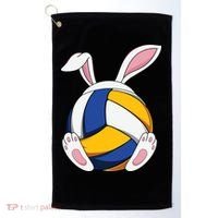 Bunny Volleyball Heartbeat Funny Easter Day Bunny Lovers Gift Golf Towel thumb 0
