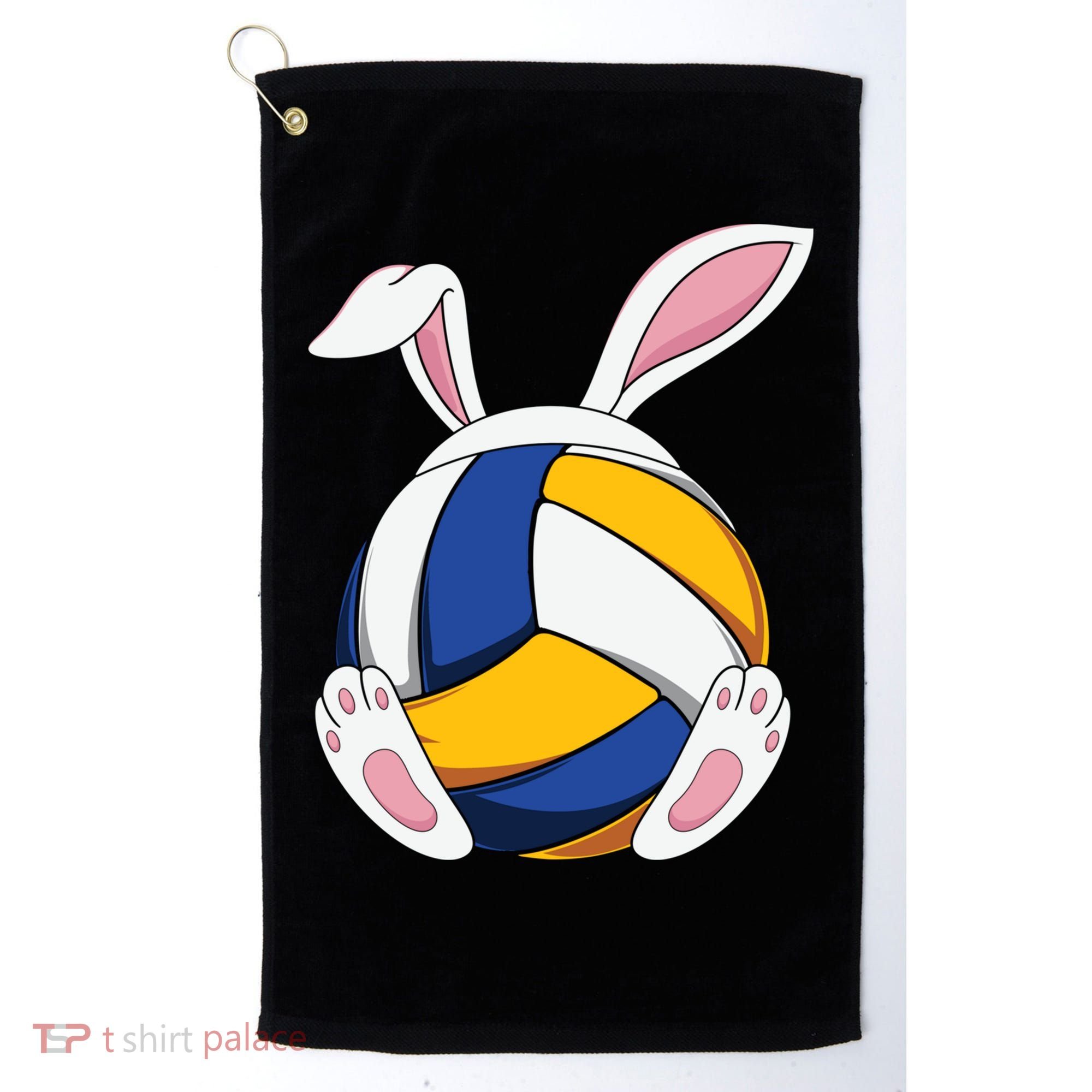 Bunny Volleyball Heartbeat Funny Easter Day Bunny Lovers Gift Golf Towel