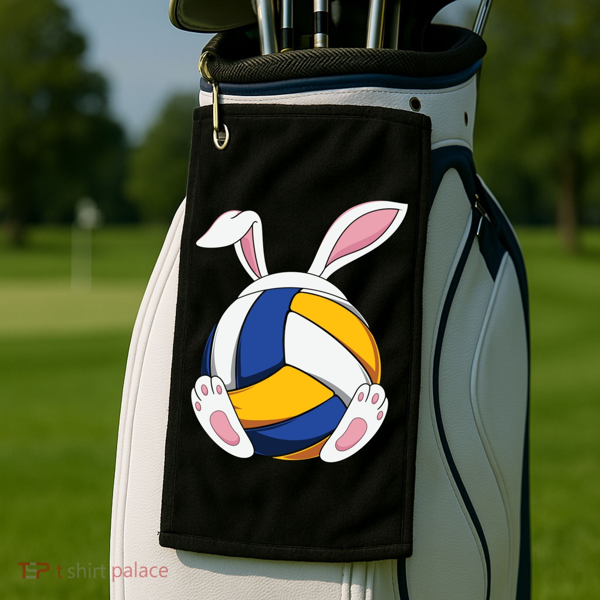 Bunny Volleyball Heartbeat Funny Easter Day Bunny Lovers Gift Golf Towel