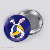 Bunny Volleyball Heartbeat Funny Easter Day Bunny Lovers Gift Button thumb 0