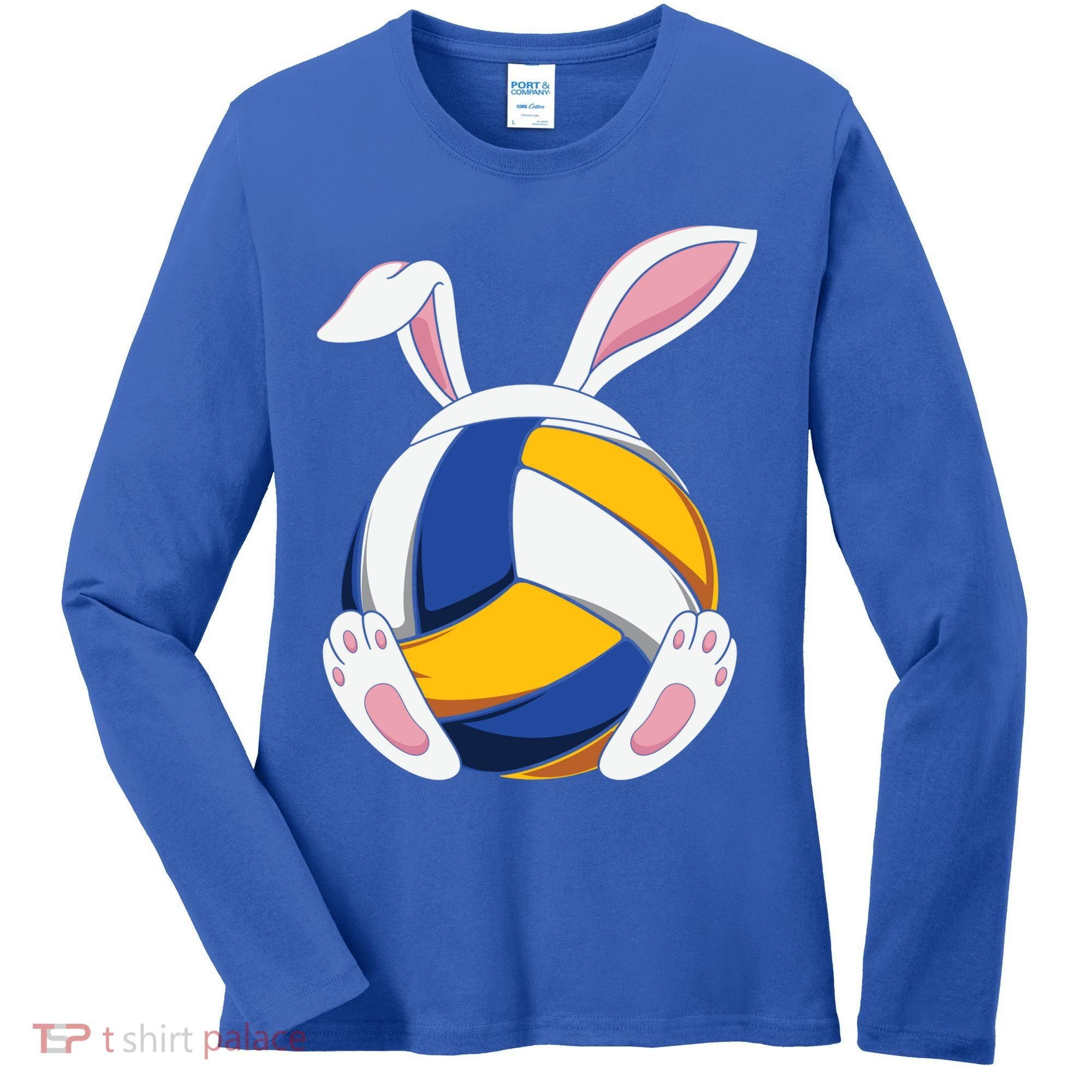 Bunny Volleyball Heartbeat Funny Easter Day Bunny Lovers Gift Women's Long Sleeve Shirt