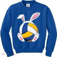 Bunny Volleyball Heartbeat Funny Easter Day Bunny Lovers Gift Kids Sweatshirt thumb 0