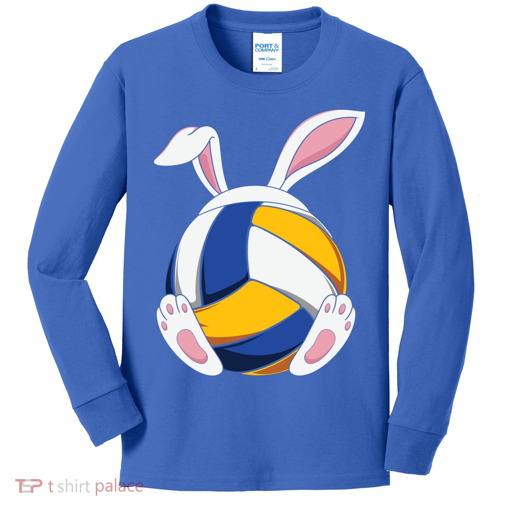 Bunny Volleyball Heartbeat Funny Easter Day Bunny Lovers Gift Kids Long Sleeve Shirt
