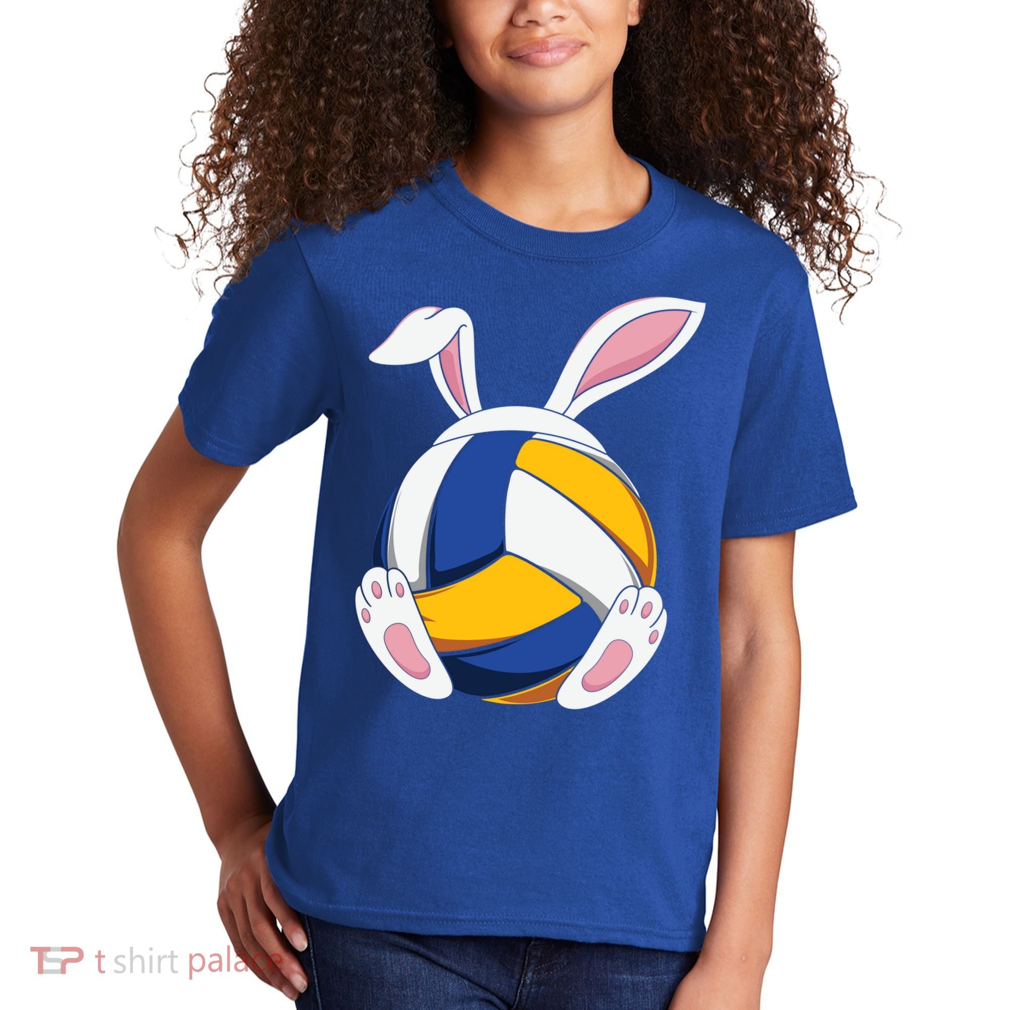 Bunny Volleyball Heartbeat Funny Easter Day Bunny Lovers Gift Kids T-Shirt
