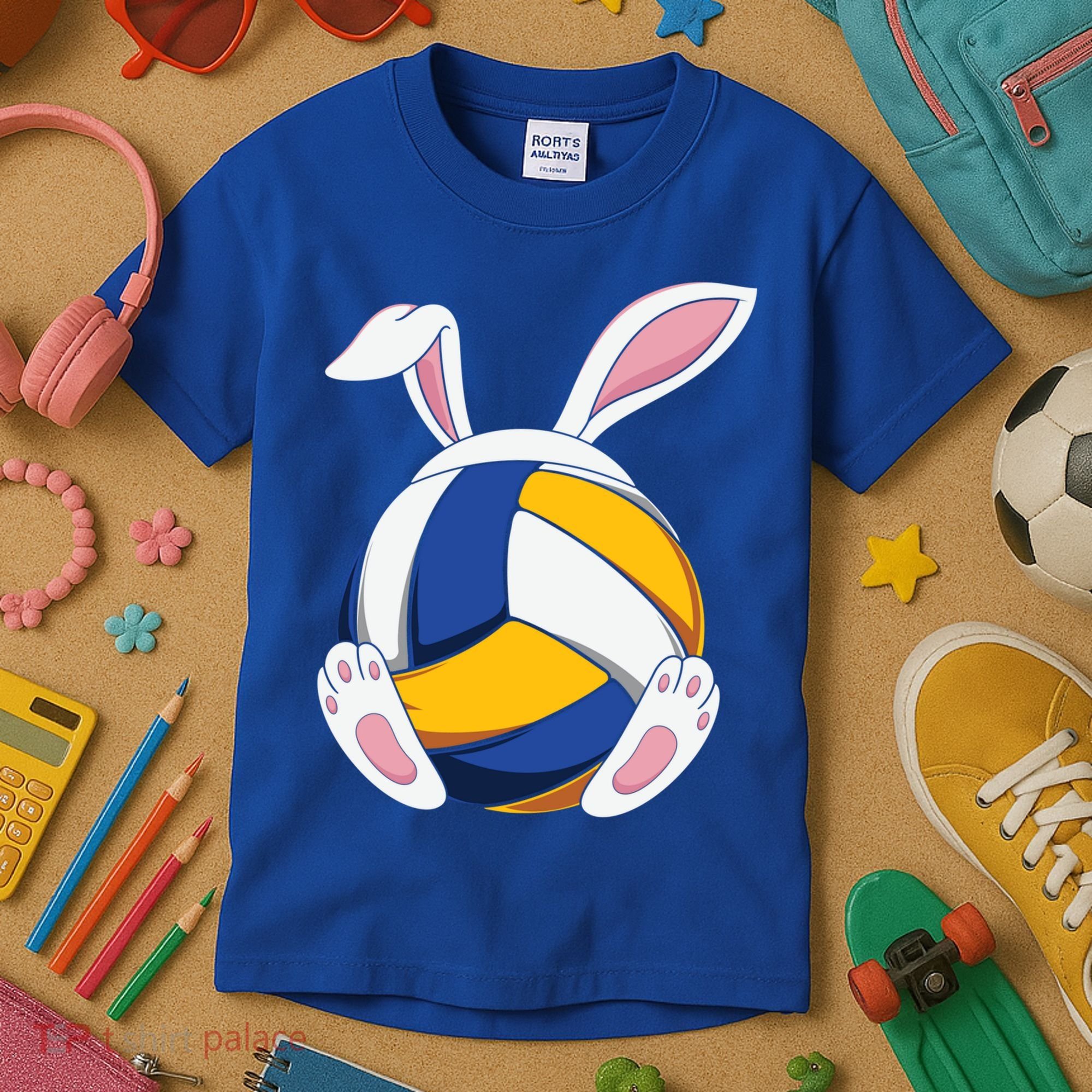 Bunny Volleyball Heartbeat Funny Easter Day Bunny Lovers Gift Kids T-Shirt
